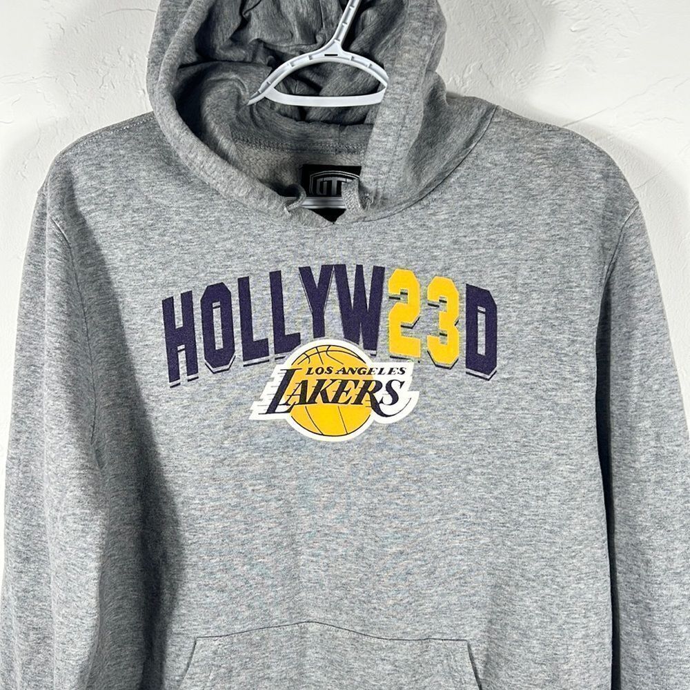 🏀 L.A. LAKERS Lebron James "HOLLYW23D" Hoodie Sweatshirt - Men Sz L - EXCELLENT